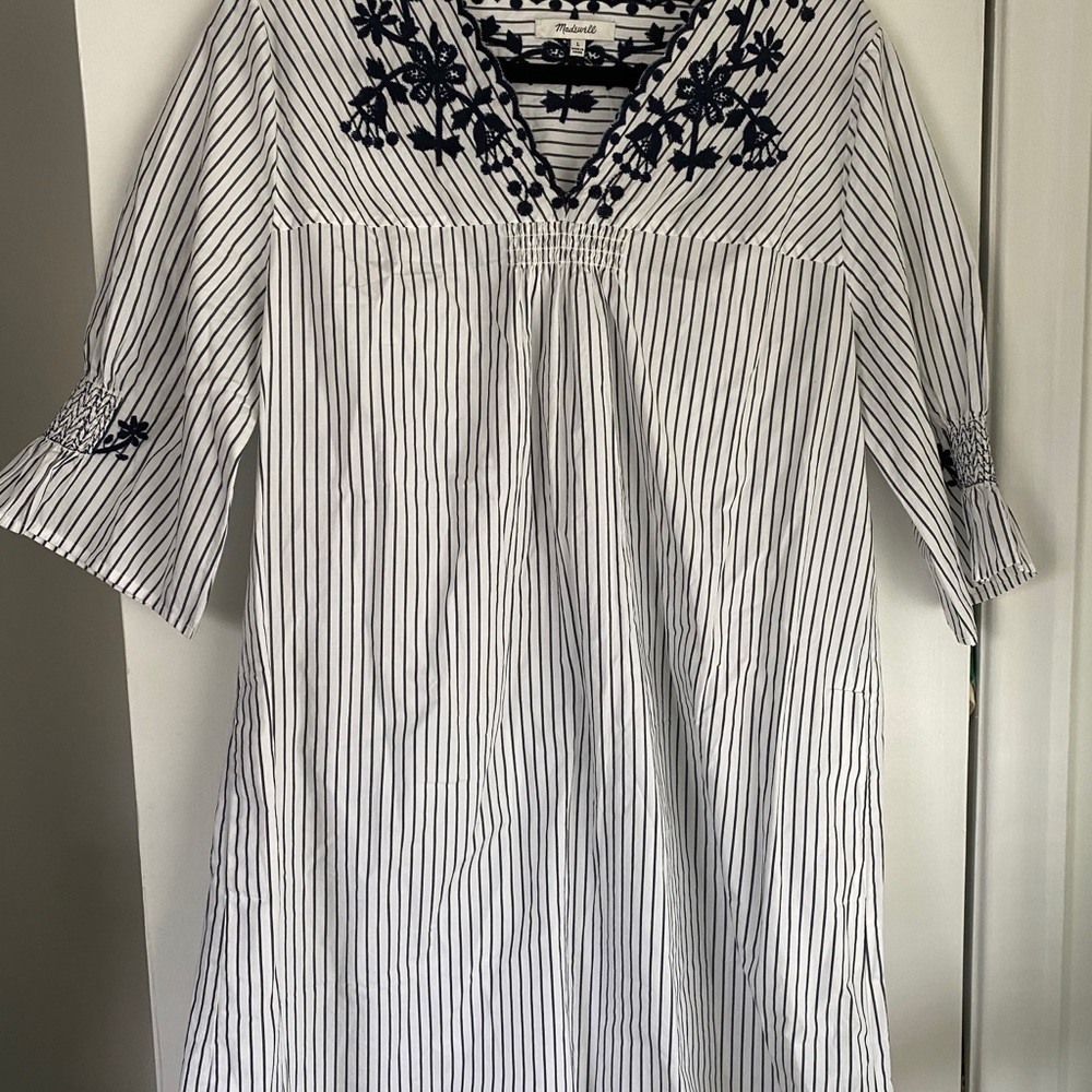 Madewell blue and white stripe dress